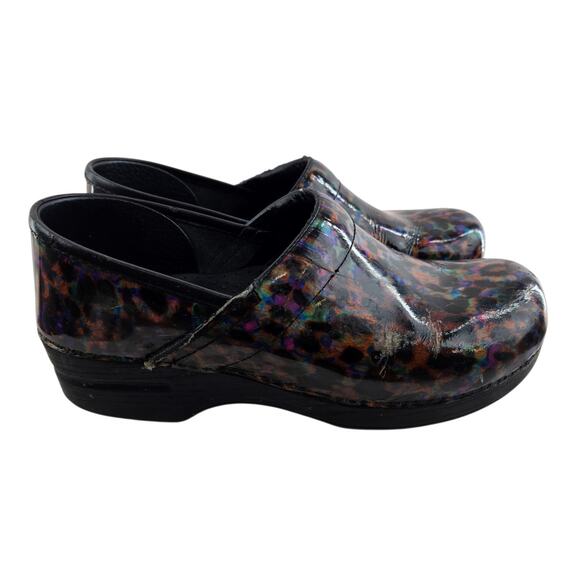 Dansko Clogs Womens 9.5 10 (40) Multi Colored Leopard Comfort Casual Flawed - Picture 1 of 15